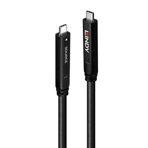 Lindy USB 3.2 Gen 2 and DP 1.4 data cable, Type C, 10 Gbit/s, hybrid, black, 15 m