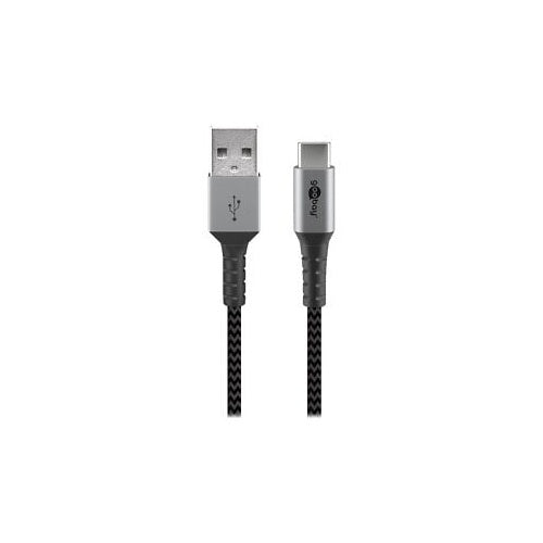 Goobay USB 2.0 charging cable, USB-A > USB-C, 2 m, gray/silver
