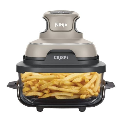 Prenosni stekleni cvrtnik na vroč zrak Ninja CRISPi 4-v-1 "Stone" (siv/prozoren, 1700 W, 2 košari 1,4 in 3,8 litra)