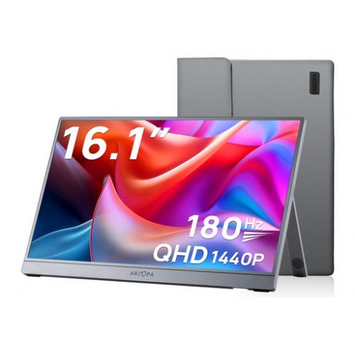 Portable monitor 16.1'' (41 cm) QHD IPS 180Hz, mHDMI, USB-C, speakers, case, ARZOPA Z3FC