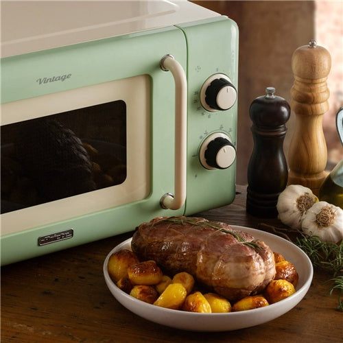 Forno a microonde Ariete Vintage da appoggio, color crema/verde chiaro, 20 l, 800 W, 5 livelli di potenza, piatto girevole da 27 cm, segnale di fine cottura