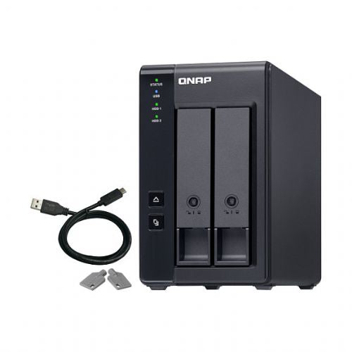 NAS sistem Qnap TR-002 2-režni USB-C, RAID 0/1/JBOD, hot-swap, podpora za Windows/Mac/Linux, črna