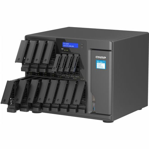 NAS-System Qnap TS-1655-8G, 16 Einschübe, 8-Kern Intel Atom 2,8 GHz, 8 GB DDR4 ECC, 2x 2,5-GbE, SSD/M.2-Unterstützung