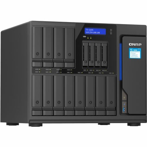 NAS-System Qnap TS-1655-8G, 16 Einschübe, 8-Kern Intel Atom 2,8 GHz, 8 GB DDR4 ECC, 2x 2,5-GbE, SSD/M.2-Unterstützung