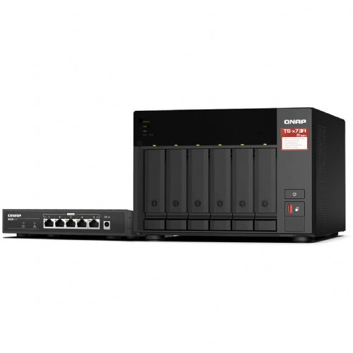 NAS sistem Qnap TS-673A-SW5T AMD Ryzen V1500B, 8 GB DDR4 RAM, 6 rež za diske, 2x 2.5GbE LAN, podpora RAID
