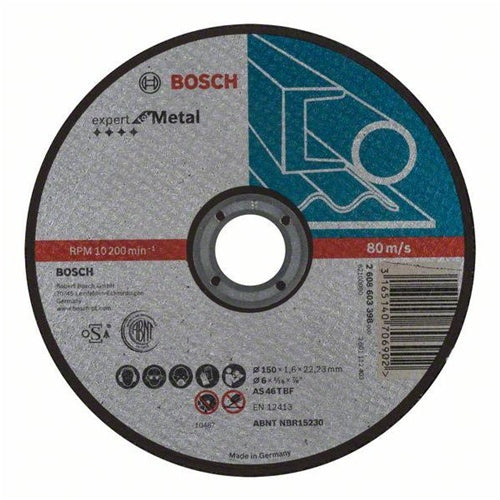 Bosch PRO cutting disc Ø 115 mm, 22.23 mm bore, 1.6 mm thickness, for metal, 13,300 rpm
