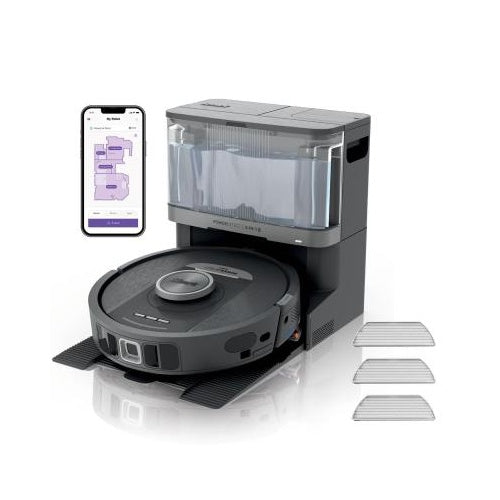 Robot aspirapolvere Shark PowerDetect NeverTouch 2 in 1, pulizia a secco e a umido, sensore LiDAR, 110 min di funzionamento, per tutti i tipi di pavimento, senza sacchetto