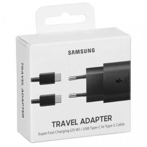 Samsung Super Fast Charging Home Charger EP-TA800XBE, 1 x USB-C, 25 W, cable EP-DA705BBE (USB-C), black