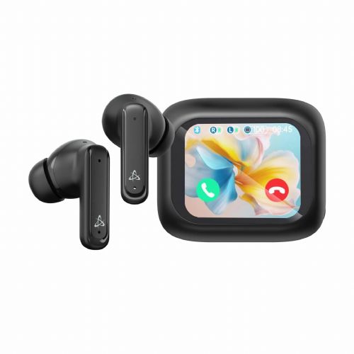 SBOX black bluetooth headphones with microphone ANC LCD screen EB-TWS08-B