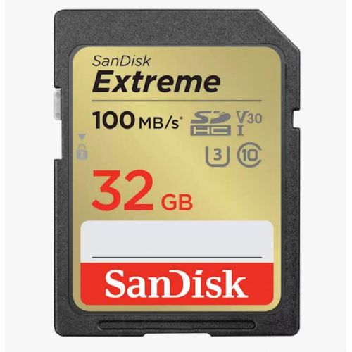 SDHC SANDISK 32GB EXTREME, 100/60MB/s, UHS-I, Speed Class 3 (U3), V30, C10 SDSDXVT-032G-GNCIN