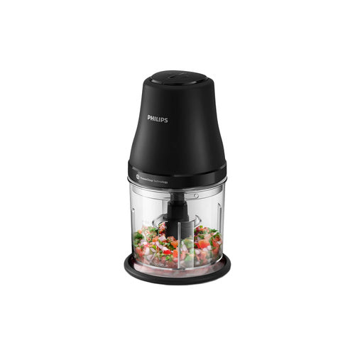 Philips HR1501/00 3000 Series Chopper, 450 W, 1 l bowl, 4 stainless steel blades, 2 speeds, PowerChop, black