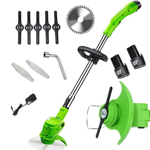 Set of 3 in 1 telescopic 12V cordless lawn mowers with string 2x batteries