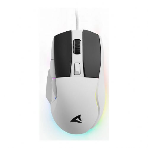 Miška Sharkoon Shark SGM35 optična, 6400 DPI, 6 gumbov, osvetlitev, bela