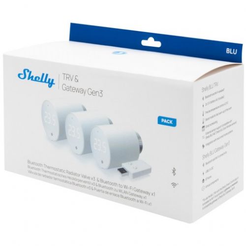 Pametni termostat Shelly Plug &; Play &quot;3x Blu TRV &; Blu Gateway Gen3;