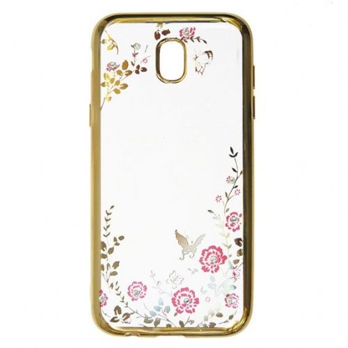 Silicone case with flowers for Samsung Galaxy A6 2018 A600 - gold