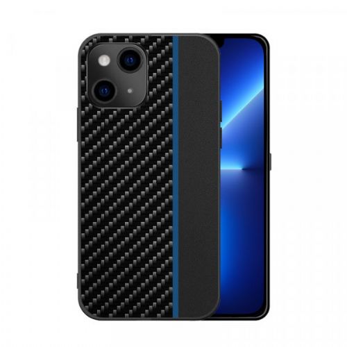 Silicone case for iPhone 13 Pro - carbon black with blue stripe