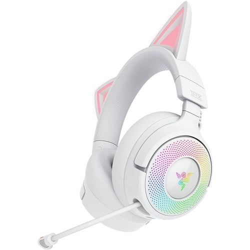 Slušalke Razer Kraken Kitty V3 Pro (bele, Bluetooth, USB ključek, USB kabel)