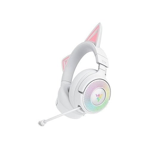 Slušalke Razer Kraken Kitty V3 Pro (bele, Bluetooth, USB ključek, USB kabel)