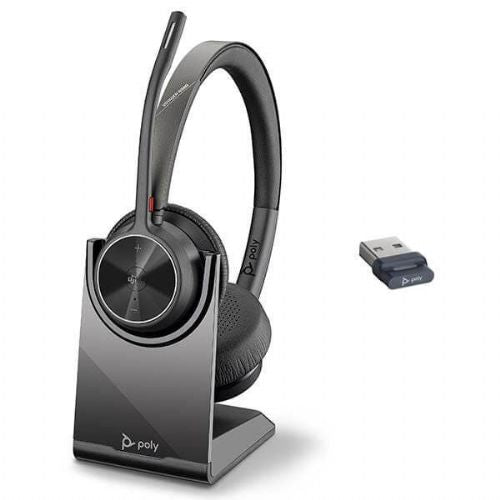 HP Poly Voyager 4320 MS Wireless Headset, Bluetooth, USB-A, up to 24 hours of talk time, active noise cancellation, dual microphone, black