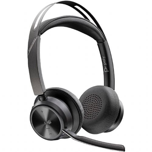 Slušalke HP Poly Voyager Focus 2 USB-CC (črne, s certifikatom Microsoft Teams, adapterjem USB-C/-A, polnilnikom)