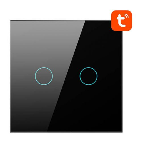 Pametno stikalo za luči WiFi Avatto TS02-EU-B2 2 smerno (črno)