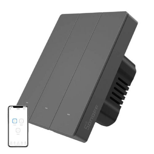 Pametno WiFi stensko stikalo SONOFF M5-3C-80 (3-kanalno, za okvir, grafit)
