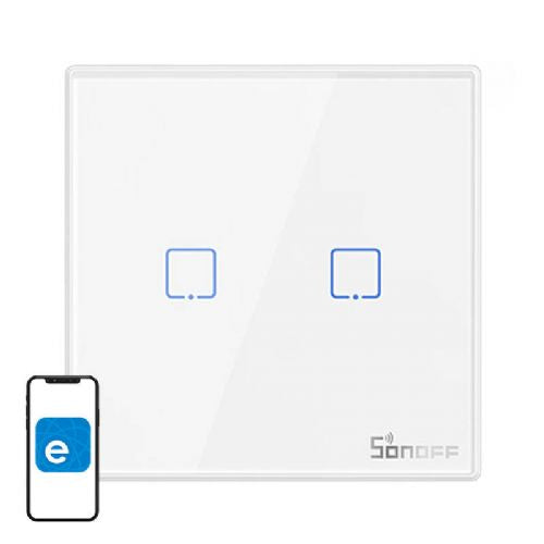 Pametno brezžično stensko stikalo Sonoff T2EU2C-RF 433MHz (2-kanalno)
