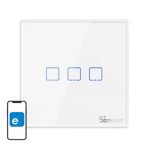 Pametno brezžično stensko stikalo Sonoff T2EU3C-RF 433MHz (3-kanalno)