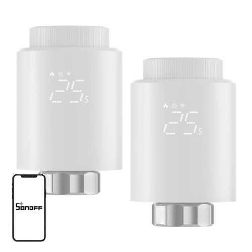 Sonoff TRVZB ZigBee smart thermostat, set of 2, remote control, schedules, open window detection, frost protection, Home Assistant compatibility