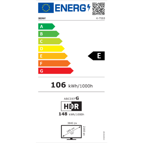SONY 75-palčni BRAVIA 3 Triluminos Pro 4K HDR televizor z X1 procesorjem in Google TV 2348012604