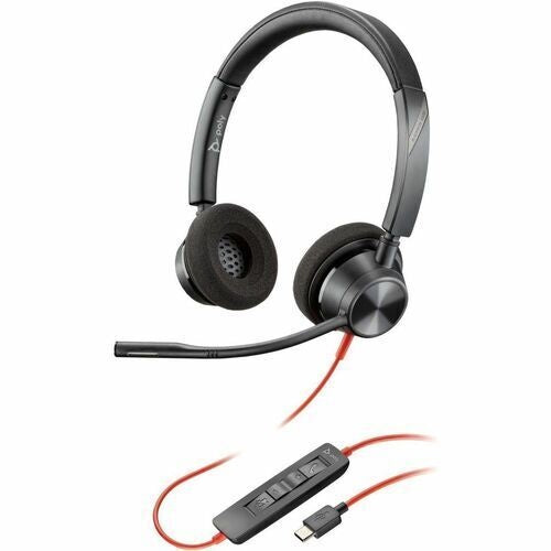 Stereo slušalke HP Poly Blackwire 3320 USB-C + adapter USB-C/A, črna