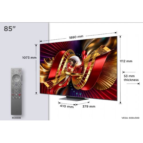 TCL 85C8L Fernseher 215 cm (85") Mini-LED-Bildschirm, 4K, 144 Hz, Bang & Olufsen Sound, Google TV