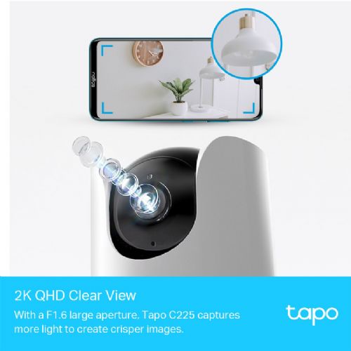 Telecamera di sorveglianza per interni TP-Link Tapo C225, 2K, 360°, Wi-Fi, bianca