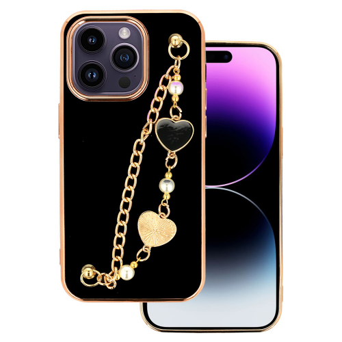 Trendy silicone case with bracelet for Samsung Galaxy A13 LTE A135 - black with hearts