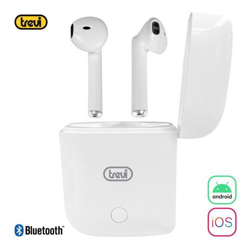 TREVI HMP 12E20 AIR mini Bluetooth 5.1 headphones with microphone, TWS, charging unit, touch control, white