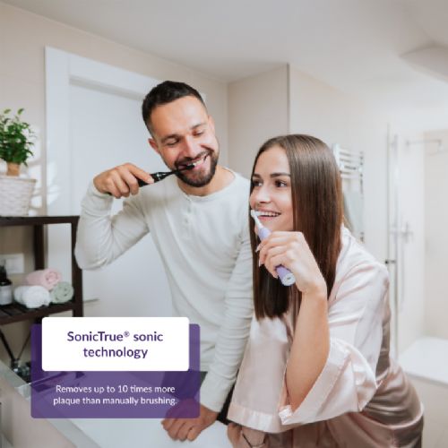 Električna zobna ščetka TrueLife SonicBrush Compact Duo Black / Lavender, 70.000 gibov/min, 4 načini, 30 dni baterije