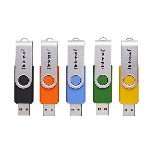 USB 64GB Intenso Office Line komplet 5x, USB-A 3.2, 70 MB/s, večbarvni, nalepke