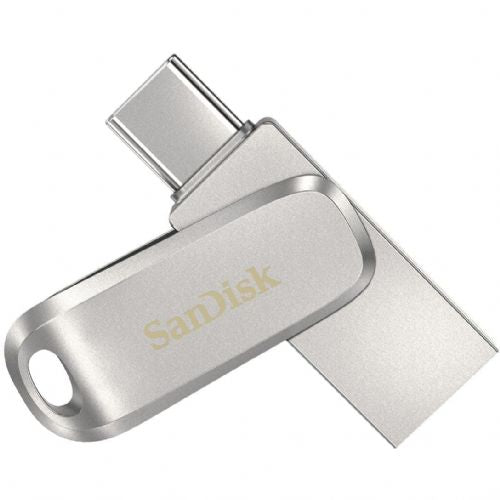 USB SanDisk Ultra Dual Drive Luxe 256 GB, USB-A 3.2 Gen 1, USB-C 3.2 Gen 1, srebrna