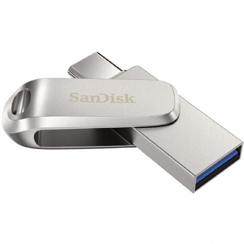USB SanDisk Ultra Dual Drive Luxe 256 GB, USB-A 3.2 Gen 1, USB-C 3.2 Gen 1, srebrna
