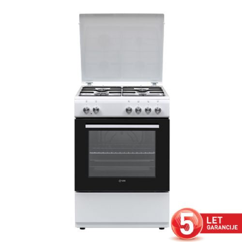 Plinski štedilnik Vox GHB 6400 W, razred A, 4 x plin, pečica 72 l, 60 x 85 x 60 cm, bela