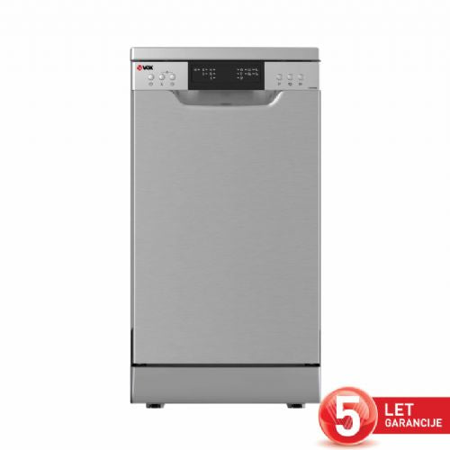 Pomivalni stroj VOX LCS107618E, 45 cm, 10 pogrinjkov, 7 programov, 3. košara, ExtraDry, energijski razred E, srebrne barve