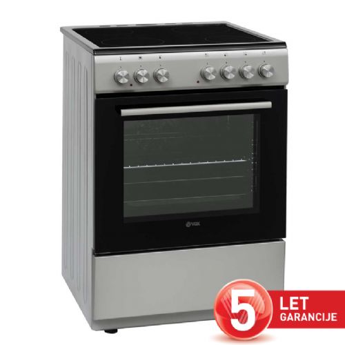 Stufa in vetroceramica VOX CHT 6105S, 4 piastre in vetroceramica, forno ventilato (69 l), argento