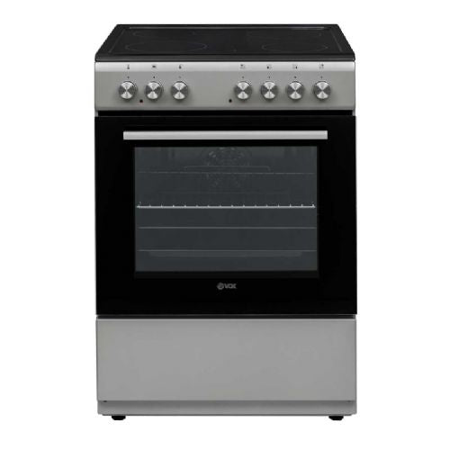 Stufa in vetroceramica VOX CHT 6105S, 4 piastre in vetroceramica, forno ventilato (69 l), argento