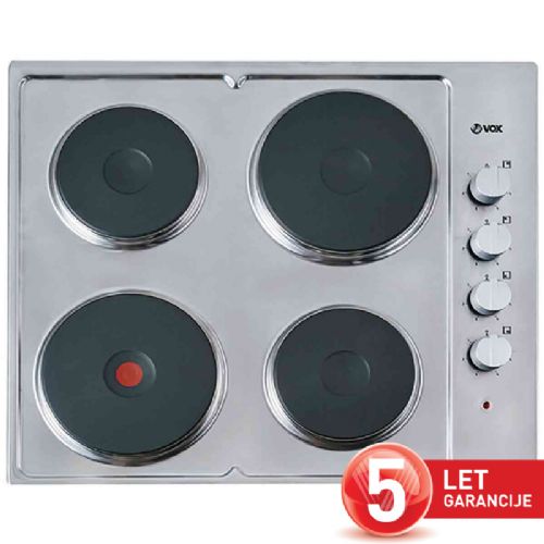 Vgradna električna kuhalna plošča VOX EBX400 EIX, 4 kuhališča, 5500 W, inox, stransko upravljanje