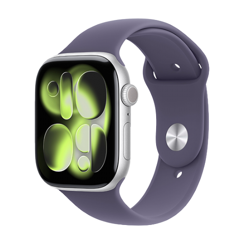 Pametna ura Apple Watch Series 11 (2025) GPS 46mm Silver Aluminium Case with Sport Band M/L - Vijolična