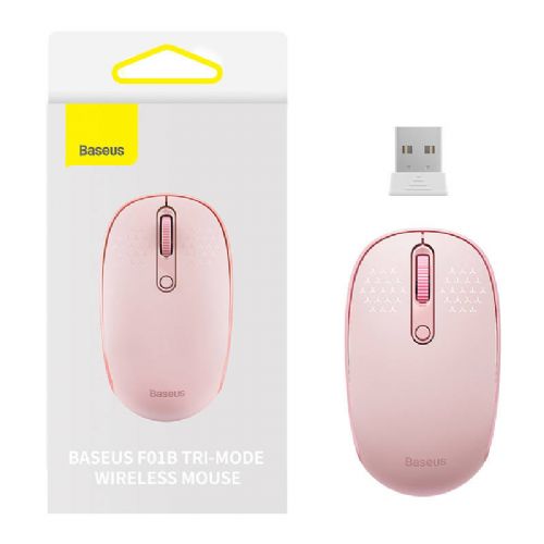 Brezžična miška Baseus F01B Tri-mode 2.4G BT5.0 1600 DPI (roza)