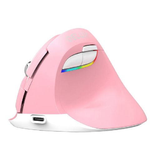 Brezžična navpična miška Delux M618Mini DB BT+2.4G 2400DPI (roza)