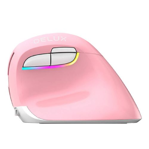 Brezžična navpična miška Delux M618Mini DB BT+2.4G 2400DPI (roza)