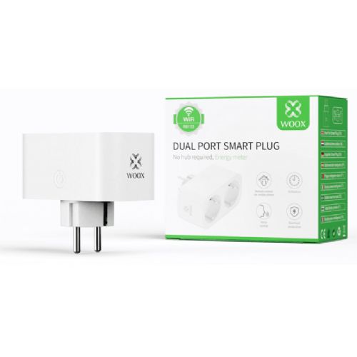Woox R6153 Presa intelligente, Wi-Fi, doppia, CB2S, 2 in 1, monitoraggio energetico