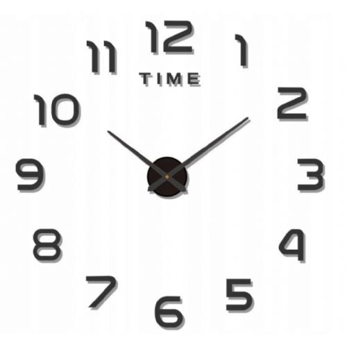 XXL 3D self-adhesive modern wall clock 60-130cm EVA foam black 2